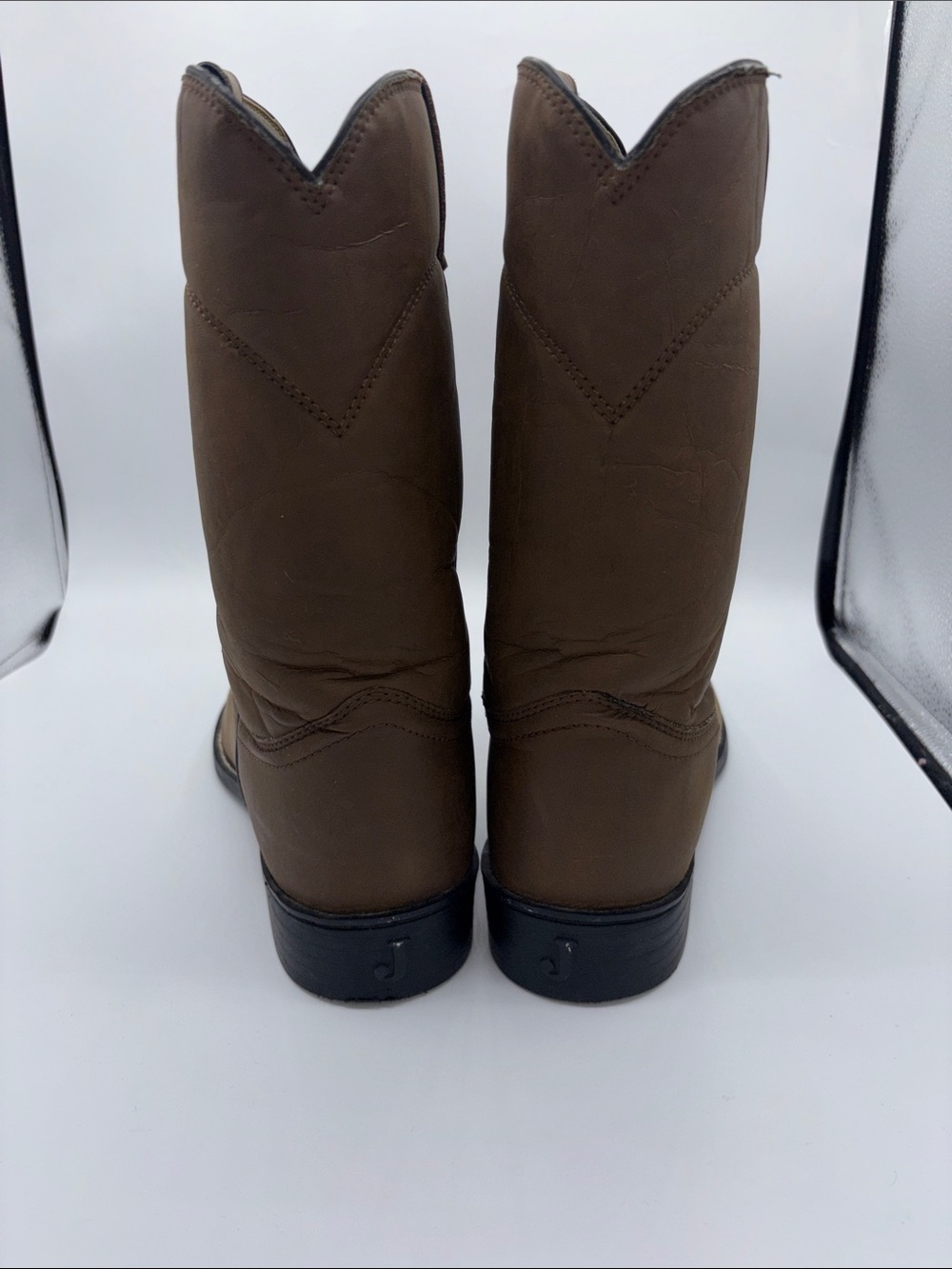 Justin Boots Men's Brown Pull-On Western Work Boots - Picture 6 of 15